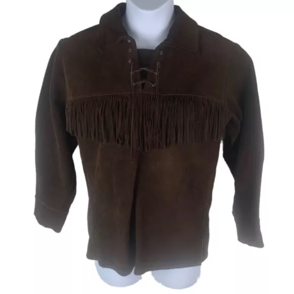Vintage Walker’s Riding Apparel Suede‎ Pull Over Western Shirt Lace Up Side Zip